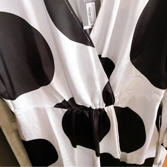 Worthington Black and White Polka Dot Wrap Dress Size Large - Picture 3 of 8